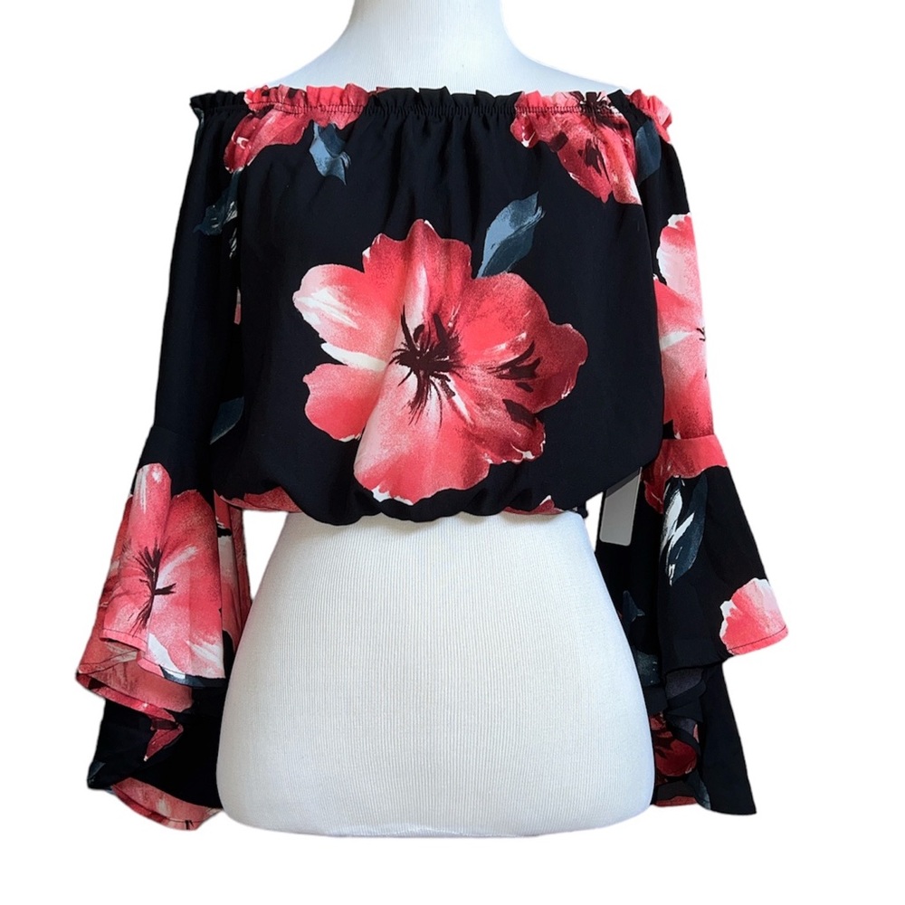 Iris floral Off shoulder blouse